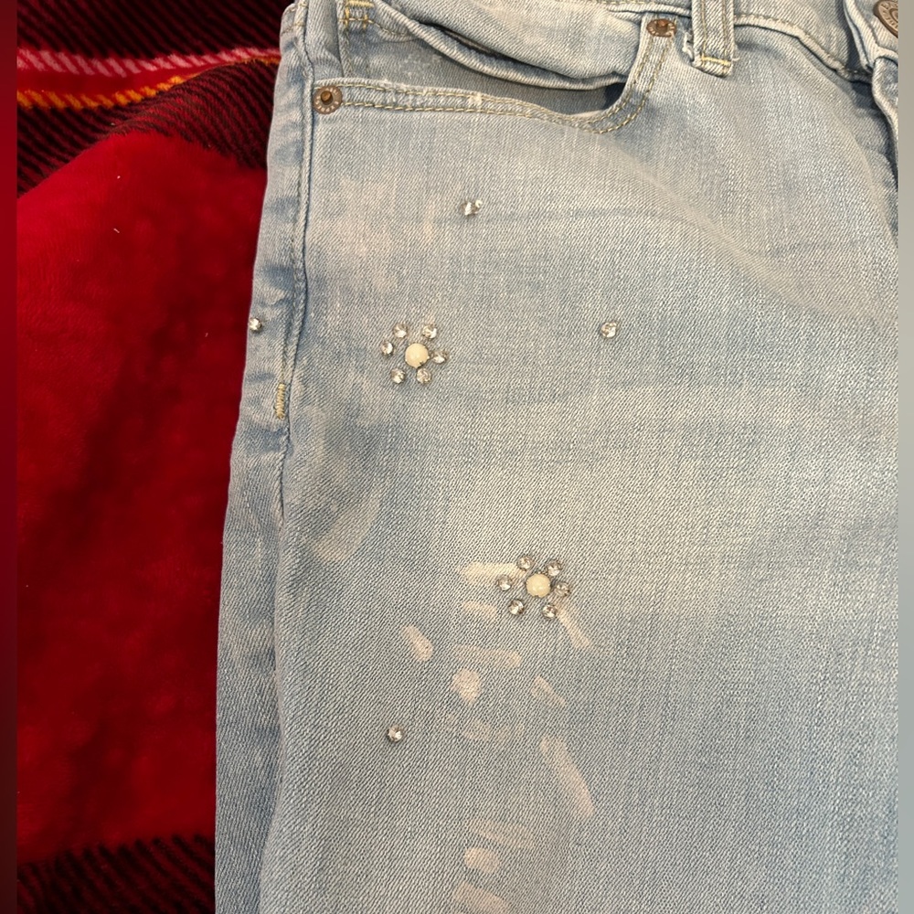 EXPRESS Painted Daisy Rhinestone Jeans - Picture 2 of 6